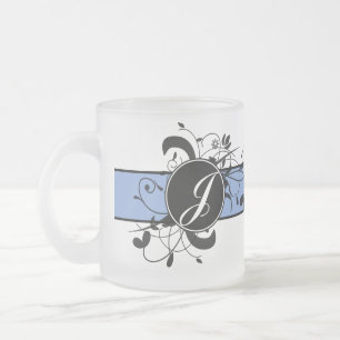 Monogrammed Personalised Fancy Flourish Frosted Glass Coffee Mug