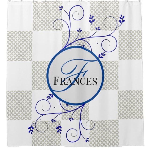 Monogrammed Personalised Shower Curtain (Front)