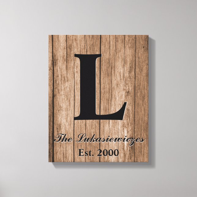 Monogrammed Personalised Wedding Anniversary Year Canvas Print (Front)