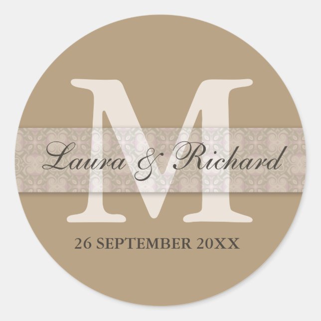 Monogrammed Personalised Wedding Favour Stickers (Front)