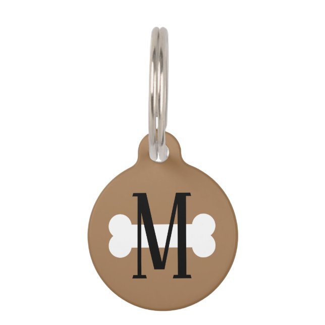 Monogrammed pet tag with dog bone logo (Front)