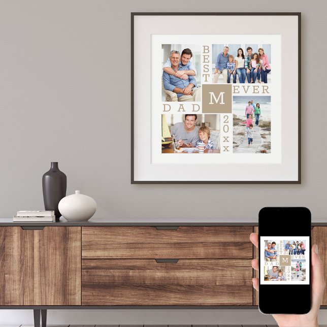 Monogrammed Photo Collage Best Dad Ever Poster (Creator Uploaded)