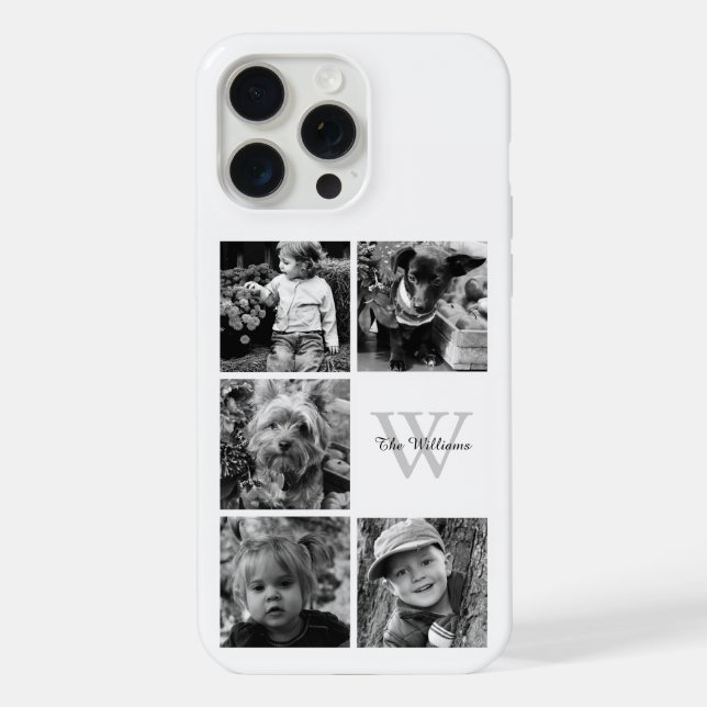 Monogrammed Photo Collage iPhone Case (Back)