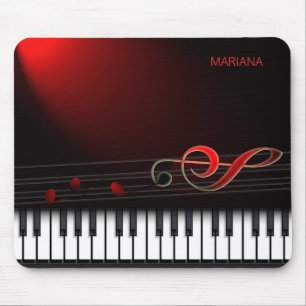 Monogrammed Piano And Red Clef Mouse Mat