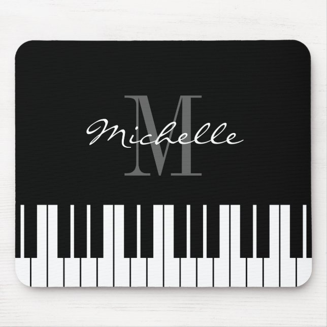 Monogrammed piano keys mouse pad for pianist (Front)