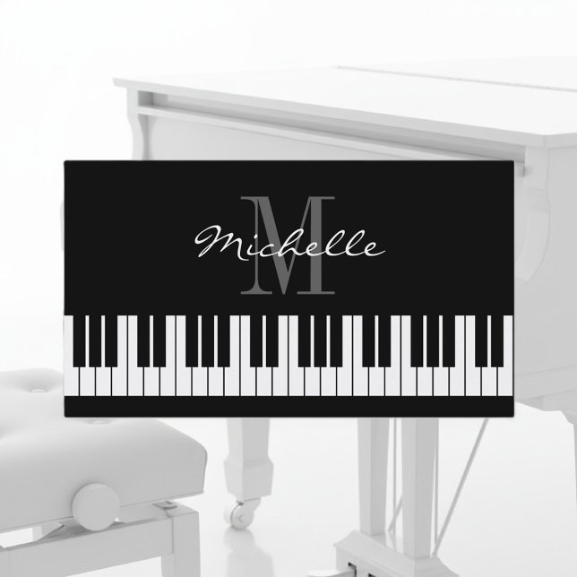 Monogrammed piano teacher business card template (Creator Uploaded)