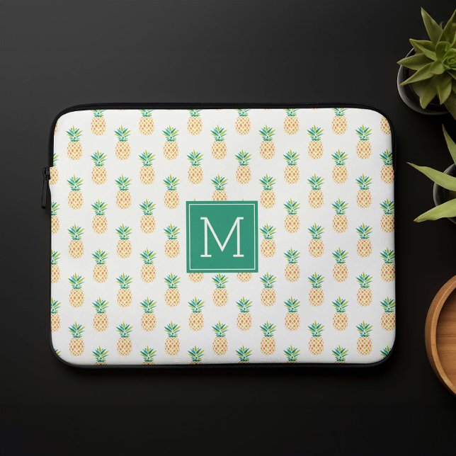 Monogrammed Pineapples Pattern Laptop Sleeve (Creator Uploaded)
