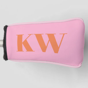Monogrammed Pink and Orange Bold Initials Custom  Golf Head Cover