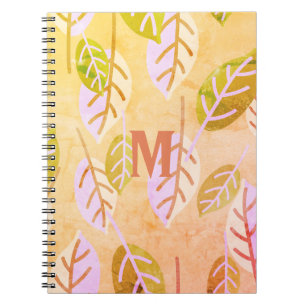 Monogrammed Pink and Sage Abstract Notebook