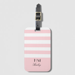 Monogrammed Pink and white stylish Luggage Tag