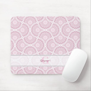 Monogrammed Pink Art Deco Confetti Lace Mandala Mouse Mat