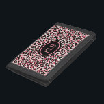 Monogrammed Pink Black Leopard Animal Print Trifold Wallet<br><div class="desc">A chic, modern pink and black animal print design with a black oval with a pink stripe inside and a place for your initials in the centre of the oval. This would make a great birthday or Christmas present for a daughter, sister, mother or a friend, It could also be...</div>
