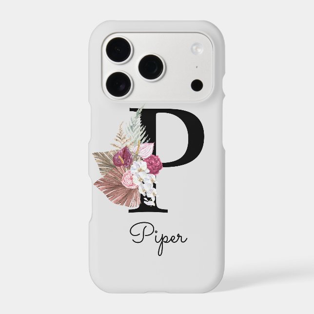 Monogrammed Pink Boho Floral Initial P (Back)