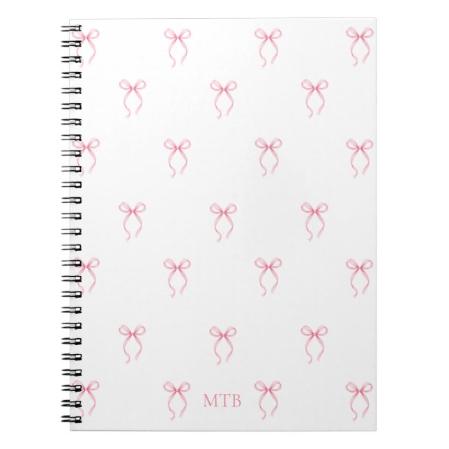 Monogrammed Pink Bow Notebook (Front)