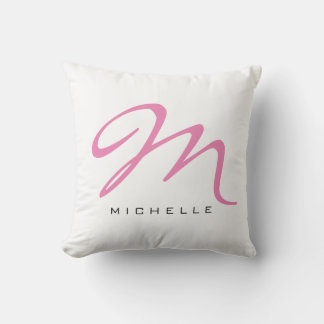Monogrammed Pink Calligraphy Your Name Cushion