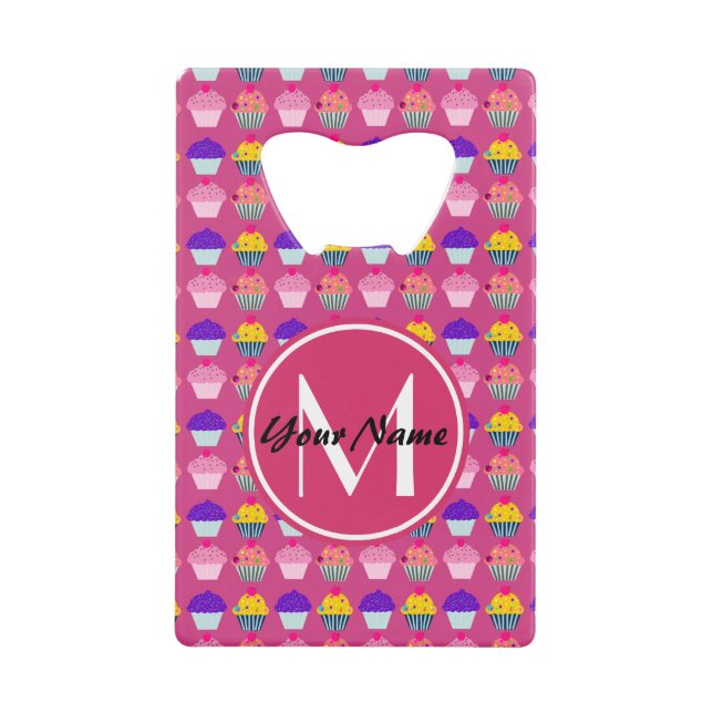 Monogrammed Pink Cupcakes, Personalised Name (Front)