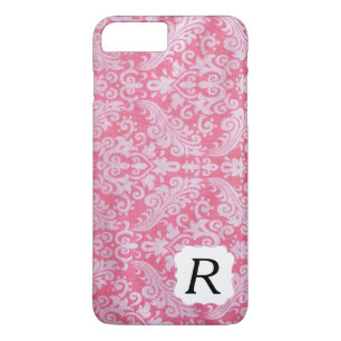 Monogrammed Pink Damask Phone Case