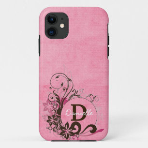 Monogrammed Pink Floral Tough Extreme iPhone5 Case