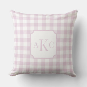 Monogrammed Pink Gingham Check  Cushion