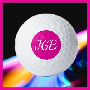Monogrammed Pink or Choose Your Colour Background Golf Balls