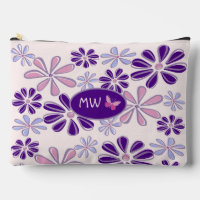 Monogrammed Pink Purple Flower Butterfly Doodle