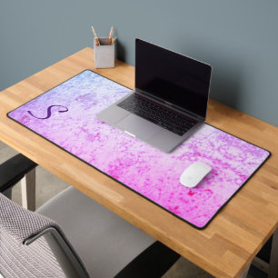 Monogrammed Pink & Purple Marbled Desk Mat