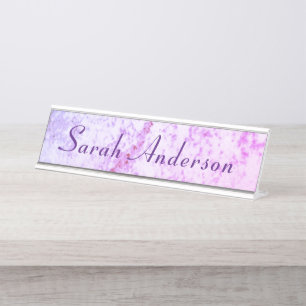 Monogrammed Pink & Purple Marbled Desk Name Plate