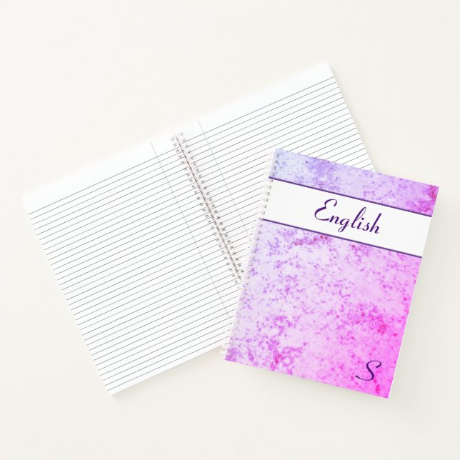 Monogrammed Pink & Purple Marbled Notebook (Inside)