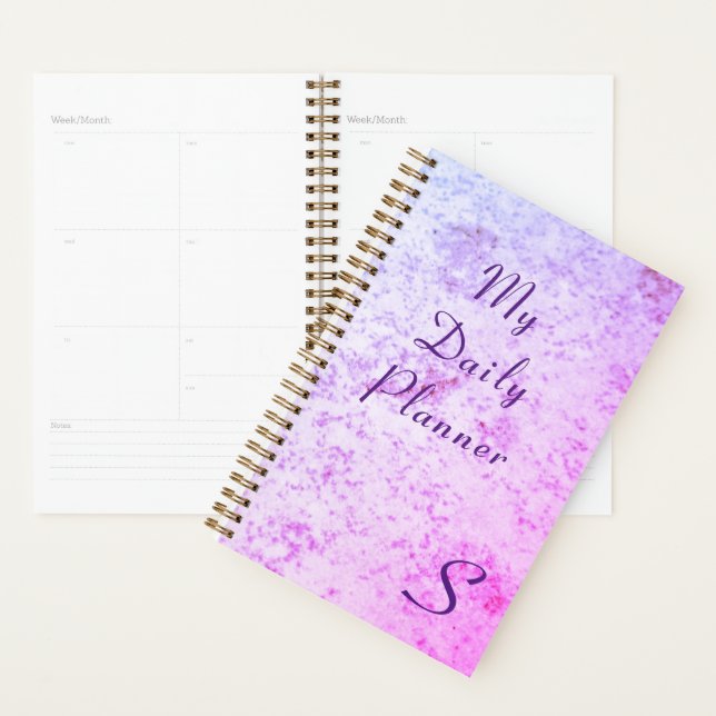 Monogrammed Pink & Purple Marbled Planner (Display)