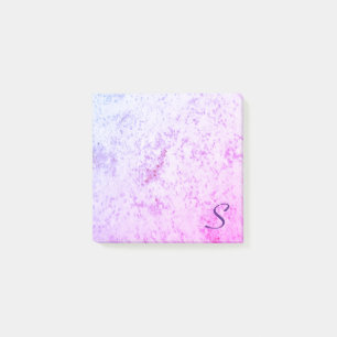 Monogrammed Pink & Purple Marbled Post-it Notes