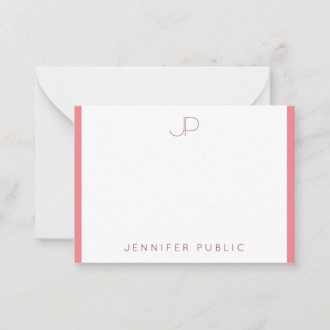 Monogrammed Pink Red Simple Elegant Template (Front)