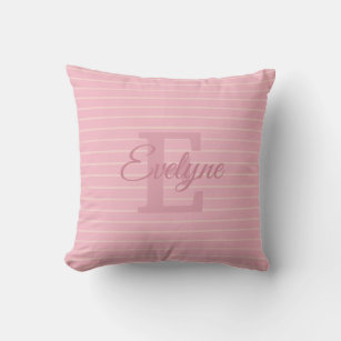 Monogrammed Pink Template Letter Initial E Script Cushion