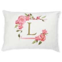 Monogrammed, pink watercolour roses,
