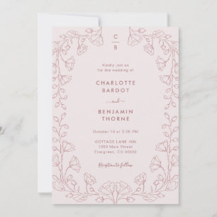 Monogrammed Pink Wedding Invitation