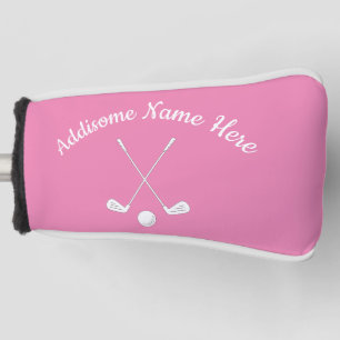 Monogrammed Pink White golfball club Ladies   Golf Head Cover