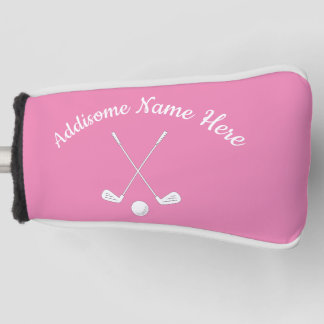 Monogrammed Pink White golfball club Ladies   Golf Head Cover
