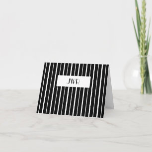 Monogrammed Pinstripe Note Card