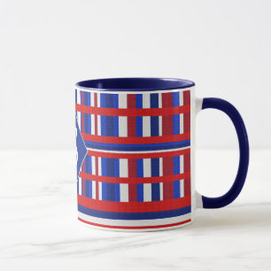 Monogrammed Plaid Patriot Red White & Blue Mug