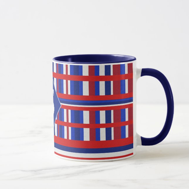 Monogrammed Plaid Patriot Red White & Blue Mug (Right)