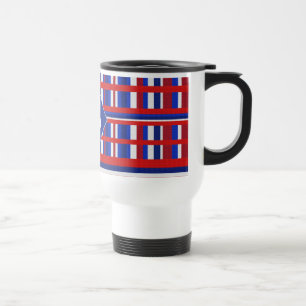 Monogrammed Plaid Patriot Red White & Blue Travel Mug