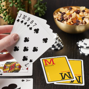 Monogrammed Playing Cards with Custom Name Yellow