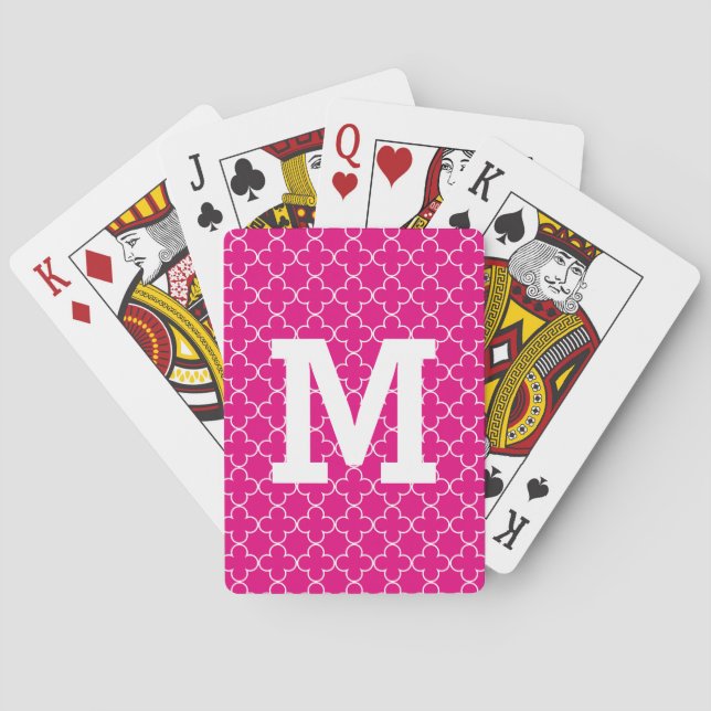 Monogrammed playing cards with quatrefoil pattern (Back)