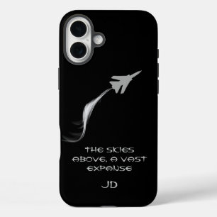 Monogrammed,Poetry, Flying, Aeroplane with smoke iPhone 16 Plus Case