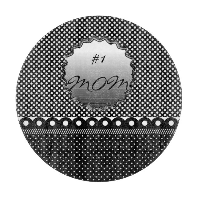 Monogrammed Polka Dot Black White Pattern Destiny Cutting Board (Front)