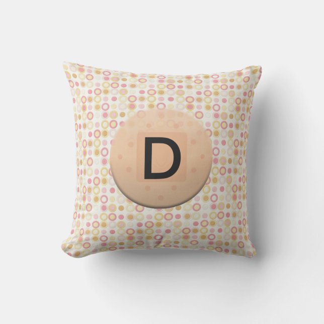 Monogrammed Polka Dot Outdoor Throw Pillow (Front)