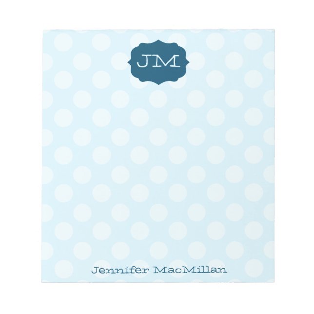 Monogrammed Preppy Notepad, Shades of Blue, Notepad (Front)