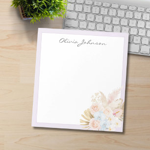 Monogrammed Pretty Tropical Flower Bouquet Floral Notepad