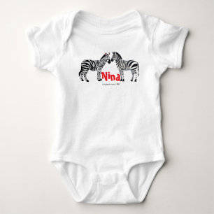 Monogrammed pretty zebra black white Chic Baby Bodysuit