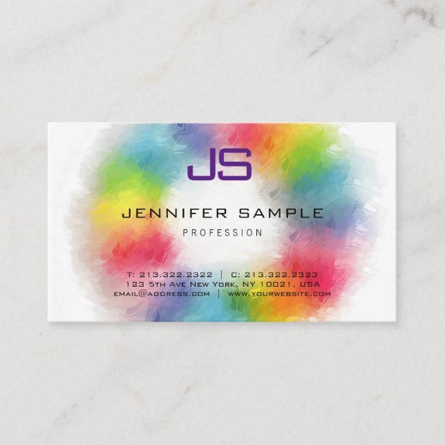 Monogrammed Professional Elegant Colourful Templat Business Card (Front)
