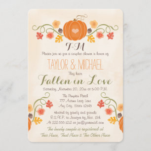 Monogrammed Pumpkin Fall Couples Wedding Shower Invitation